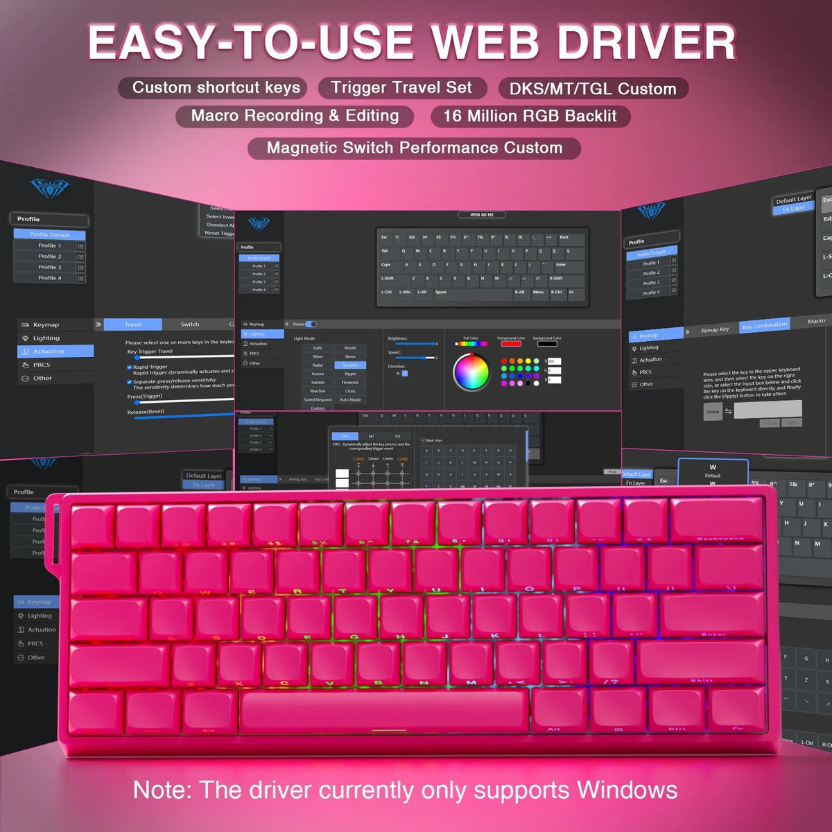 AULA WIN60 HE Pro MAX Wired Gaming Keyboard Hall Effect Magnetic Switch RT Adjustable Hot-Swap 8000Hz Esport Mechanical Keyboard - LeeHT