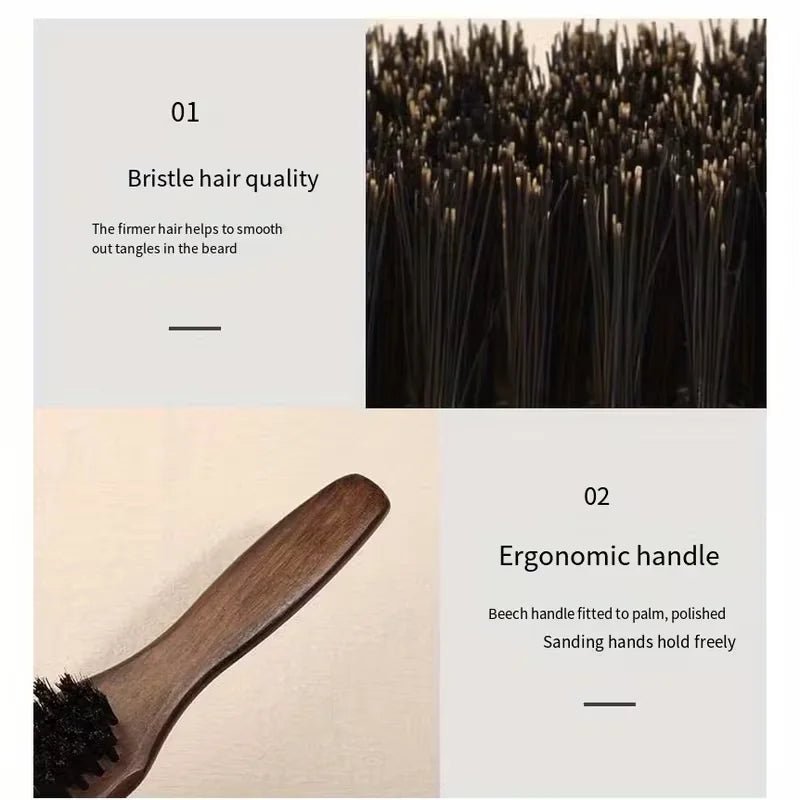 Boar Bristle Hair Brush (Unisex) - Fragrance-Free Professional Barber Styling Bristle Brush, Suitable for Thick/Fine Hair - LeeHT