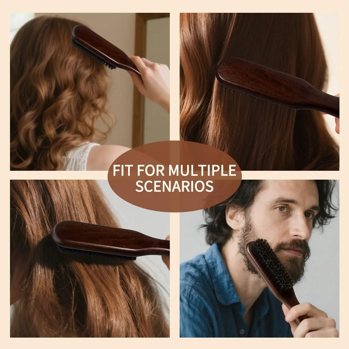 Boar Bristle Hair Brush (Unisex) - Fragrance-Free Professional Barber Styling Bristle Brush, Suitable for Thick/Fine Hair - LeeHT
