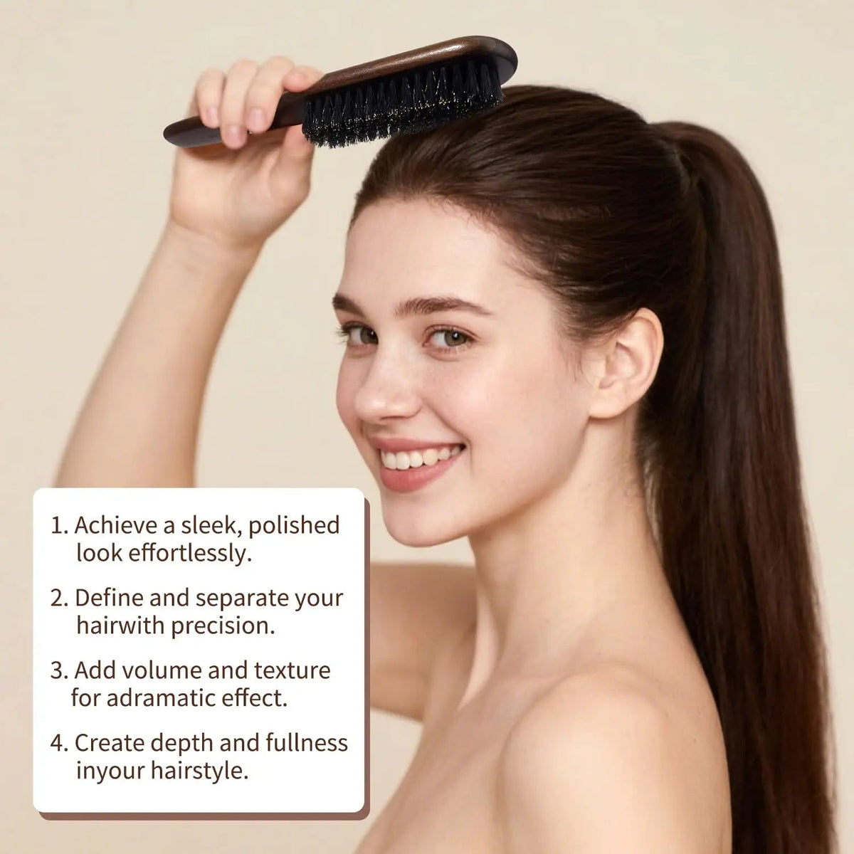 Boar Bristle Hair Brush (Unisex) - Fragrance-Free Professional Barber Styling Bristle Brush, Suitable for Thick/Fine Hair - LeeHT