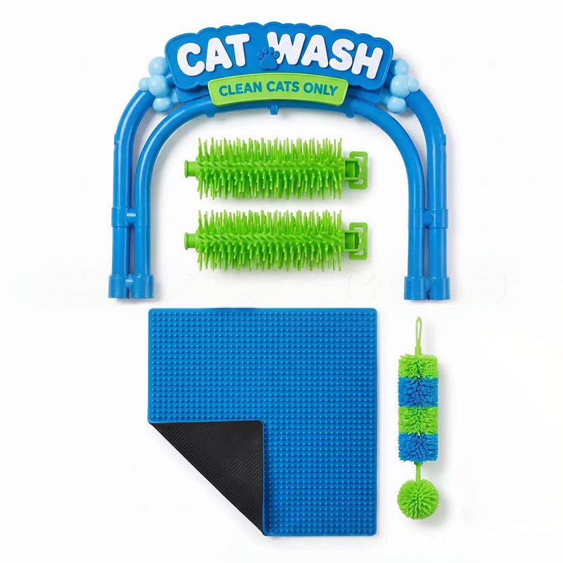 Cat Shampoo Massage Brush Arch – Self Grooming Bathing Scratcher Station with Soft Bristles, Cat Bath Spa Toy - LeeHT
