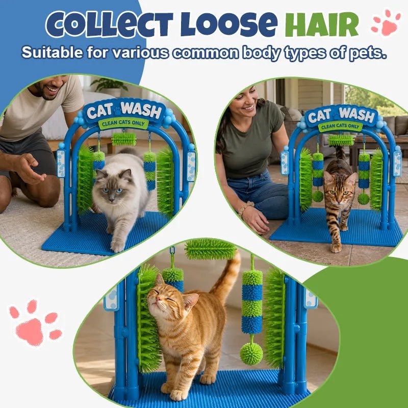 Cat Shampoo Massage Brush Arch – Self Grooming Bathing Scratcher Station with Soft Bristles, Cat Bath Spa Toy - LeeHT