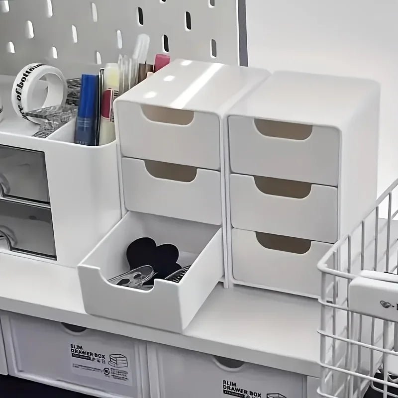 Chic 3-Tier Desk Organizer with Drawers - Ideal for Office Supplies, Jewelry & Cosmetics Storage - Portable Divider Box - LeeHT