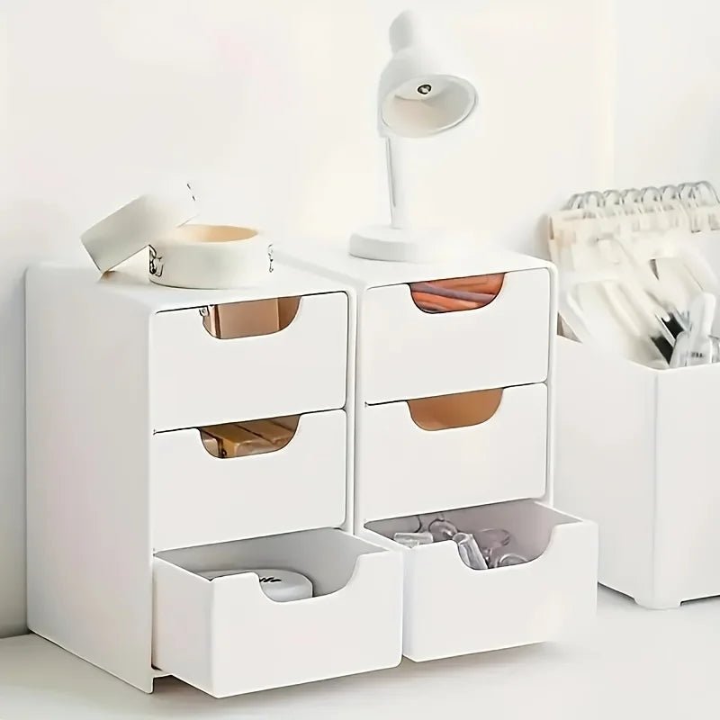 Chic 3-Tier Desk Organizer with Drawers - Ideal for Office Supplies, Jewelry & Cosmetics Storage - Portable Divider Box - LeeHT