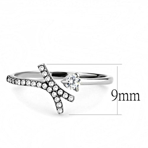 DA145 - High polished (no plating) Stainless Steel Ring with AAA Grade - LeeHT