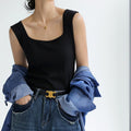 Douyin's Popular Bottoming with Square Collar Vest for Women, Sleeveless Waistcoat, Spring, Autumn and Summer Outer Wear, Suspbottomer Slim Top - LeeHT