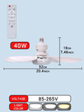 E27 with Remote LED 30W 40W Ceiling Fan Light Dimming Function Suitable for Living Room Study and Home Use 85-265V - LeeHT