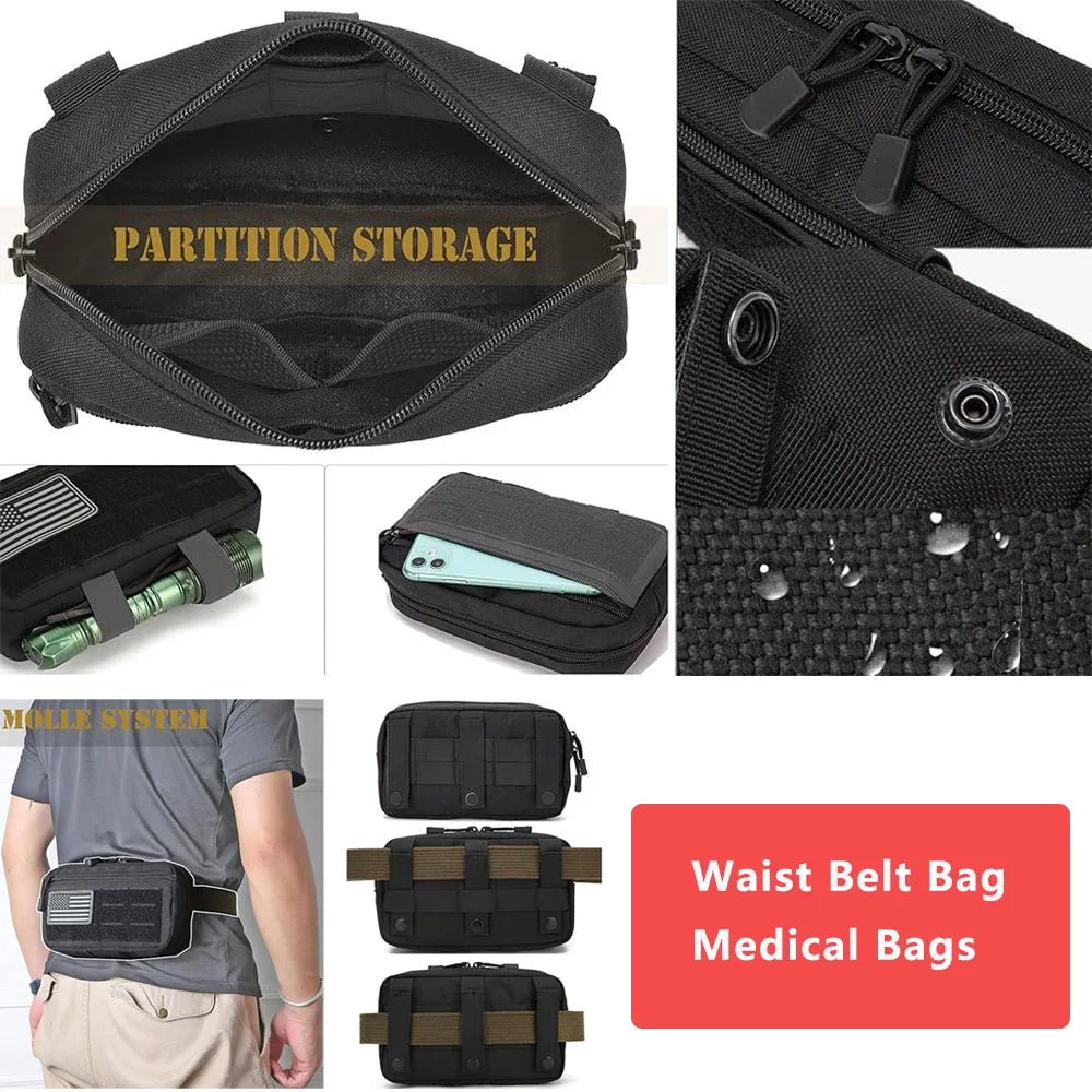 EDC Molle Tactical Pouch Waist Pack Compact Utility Pouches Waist Belt Bag Medical Bags Phone Case Outdoor Hunting Accessories - LeeHT