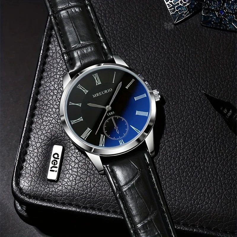 Fashion Quartz Belt Men's Watch Stainless Steel Round Wrist Watch, Ideal Choice for Gifts - LeeHT