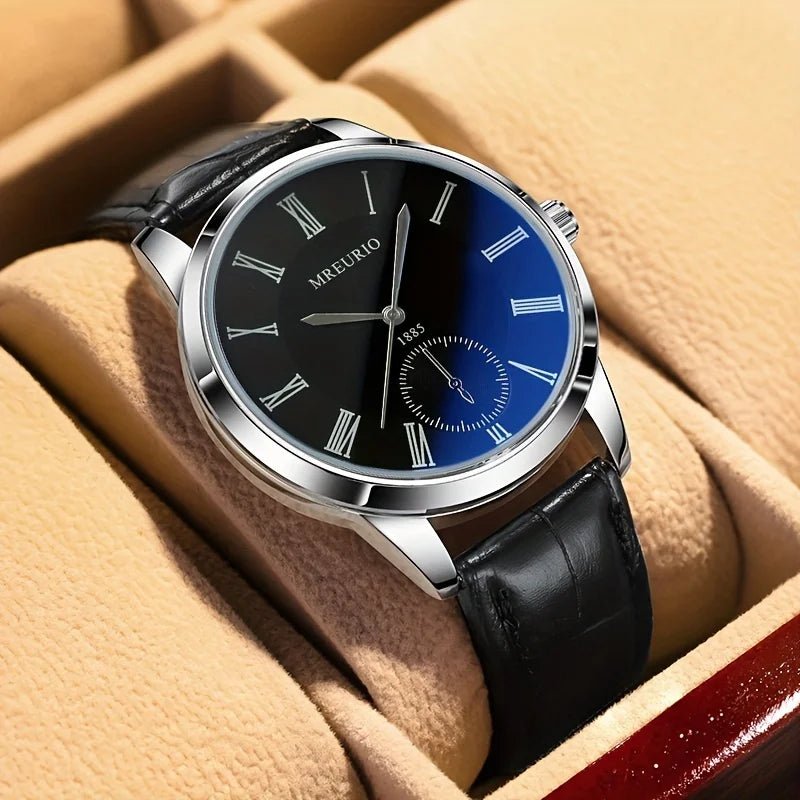 Fashion Quartz Belt Men's Watch Stainless Steel Round Wrist Watch, Ideal Choice for Gifts - LeeHT