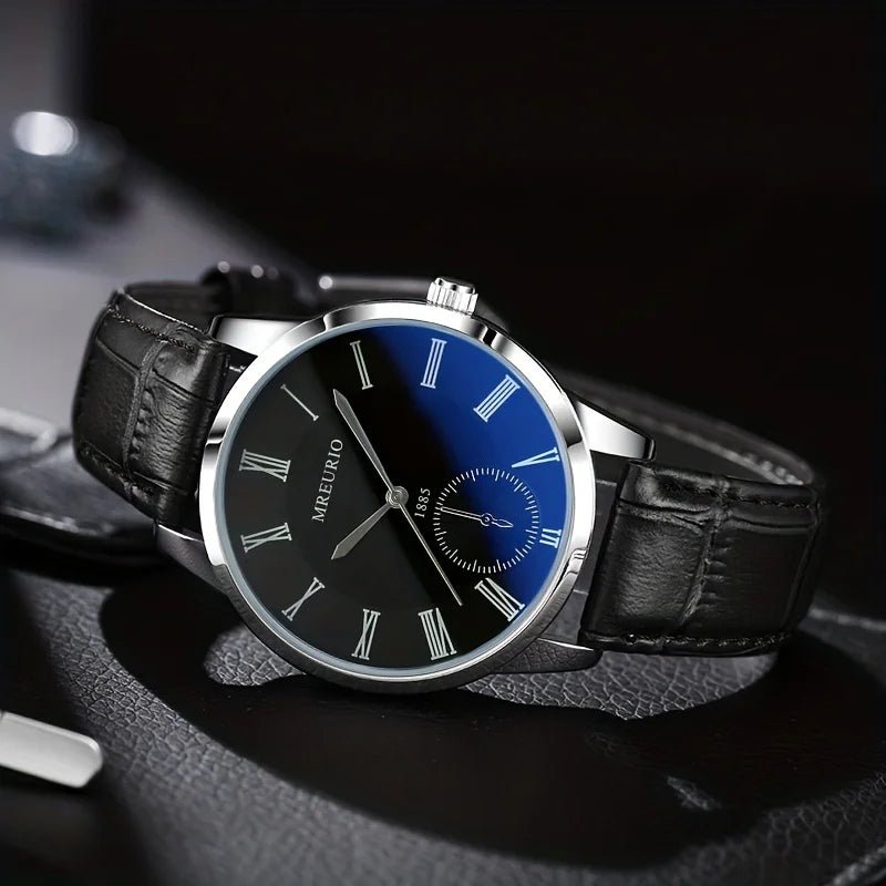Fashion Quartz Belt Men's Watch Stainless Steel Round Wrist Watch, Ideal Choice for Gifts - LeeHT