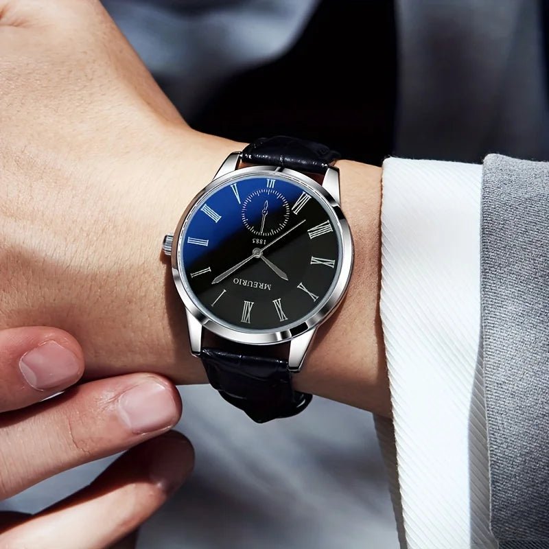 Fashion Quartz Belt Men's Watch Stainless Steel Round Wrist Watch, Ideal Choice for Gifts - LeeHT