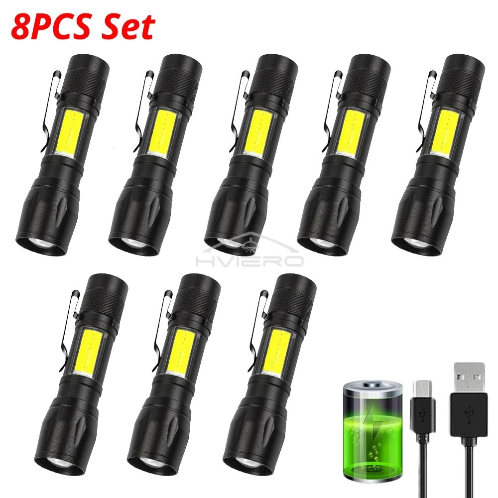 Flashlight Battery Charge Mini Led 5W Focus Adjustable Side Lamp Convenient Waterproof T6 Light Ultra Bright For Camping Hiking - LeeHT