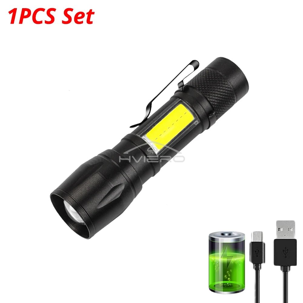 Flashlight Battery Charge Mini Led 5W Focus Adjustable Side Lamp Convenient Waterproof T6 Light Ultra Bright For Camping Hiking - LeeHT