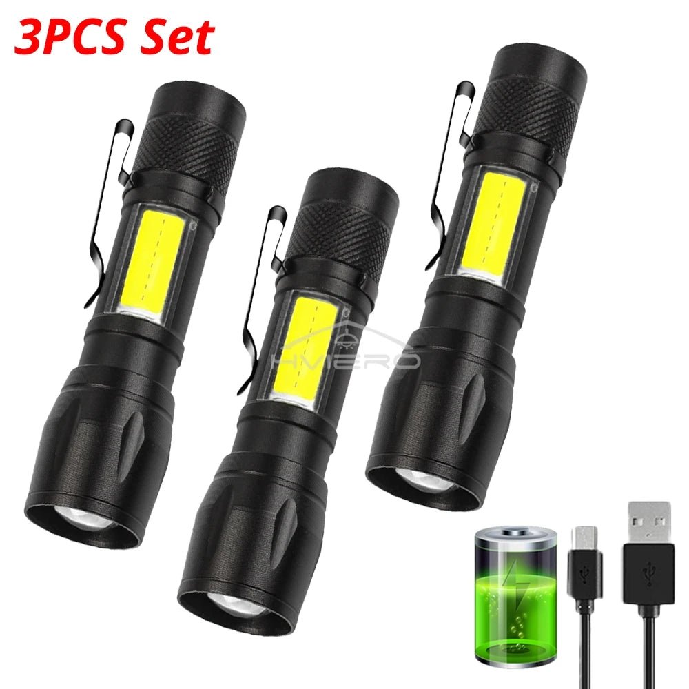 Flashlight Battery Charge Mini Led 5W Focus Adjustable Side Lamp Convenient Waterproof T6 Light Ultra Bright For Camping Hiking - LeeHT
