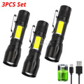 Flashlight Battery Charge Mini Led 5W Focus Adjustable Side Lamp Convenient Waterproof T6 Light Ultra Bright For Camping Hiking - LeeHT