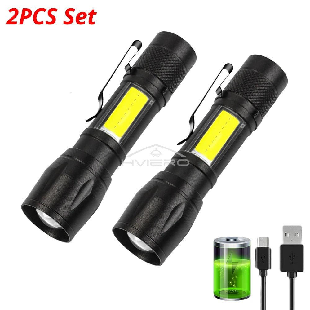 Flashlight Battery Charge Mini Led 5W Focus Adjustable Side Lamp Convenient Waterproof T6 Light Ultra Bright For Camping Hiking - LeeHT
