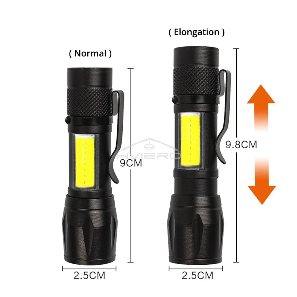Flashlight Battery Charge Mini Led 5W Focus Adjustable Side Lamp Convenient Waterproof T6 Light Ultra Bright For Camping Hiking - LeeHT