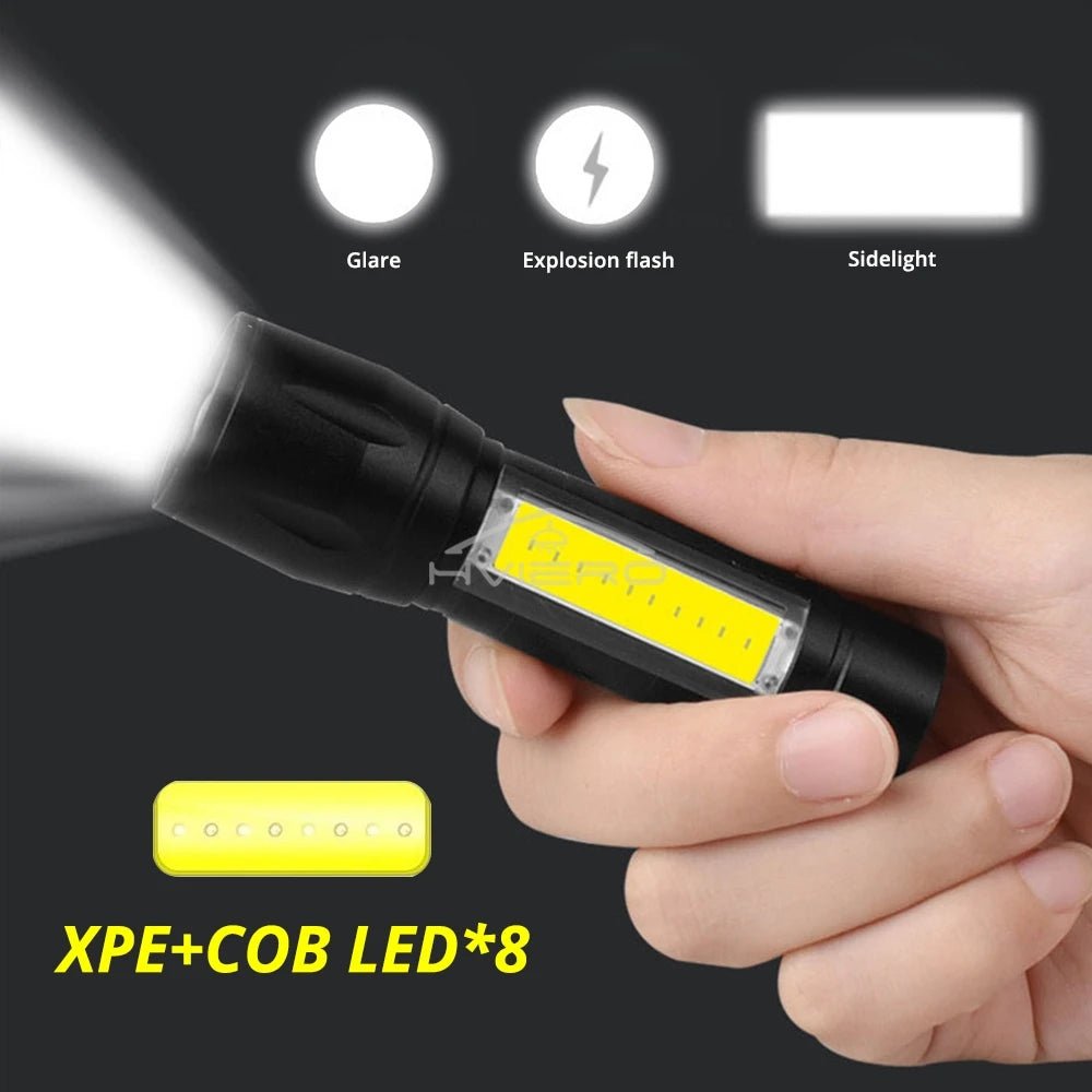 Flashlight Battery Charge Mini Led 5W Focus Adjustable Side Lamp Convenient Waterproof T6 Light Ultra Bright For Camping Hiking - LeeHT
