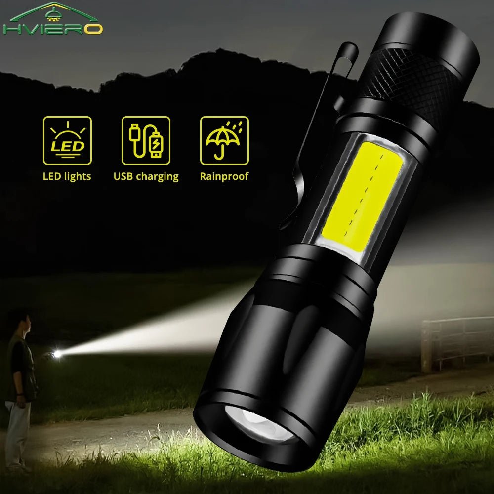 Flashlight Battery Charge Mini Led 5W Focus Adjustable Side Lamp Convenient Waterproof T6 Light Ultra Bright For Camping Hiking - LeeHT