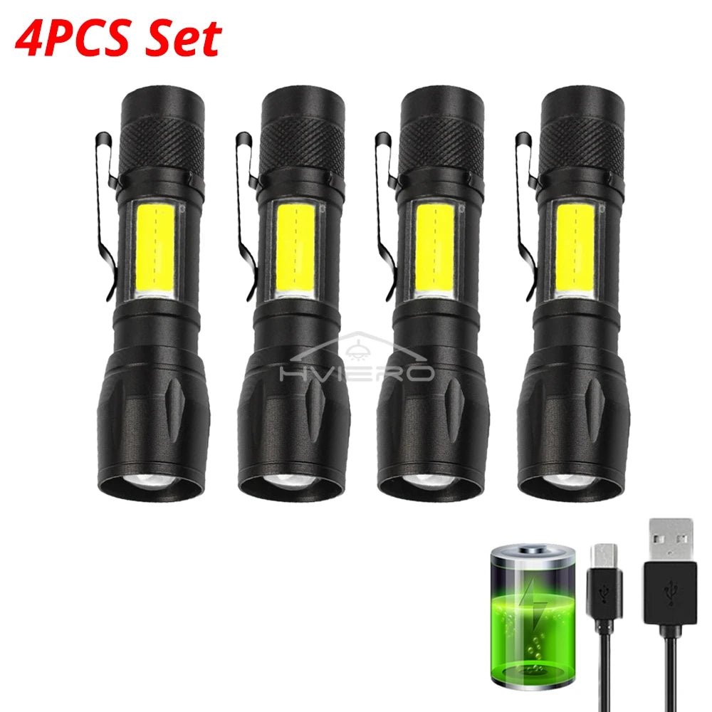 Flashlight Battery Charge Mini Led 5W Focus Adjustable Side Lamp Convenient Waterproof T6 Light Ultra Bright For Camping Hiking - LeeHT