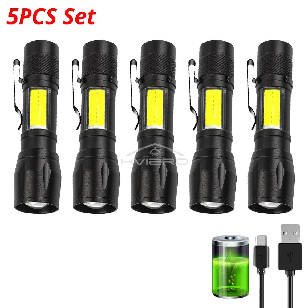 Flashlight Battery Charge Mini Led 5W Focus Adjustable Side Lamp Convenient Waterproof T6 Light Ultra Bright For Camping Hiking - LeeHT