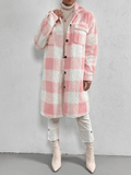 Fleece Plaid Long Coat - LeeHT