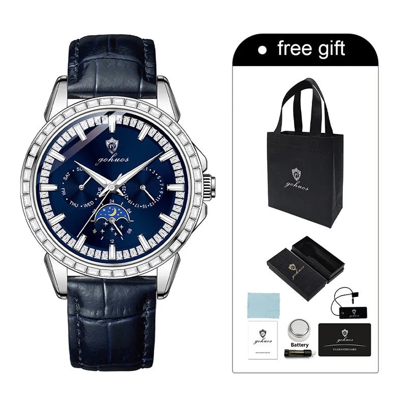 Gohuos 9813 Men's Quartz Watches and Gift Wholesale Luminous Waterproof Leather Band Business Customized Wristwatch for Male - LeeHT