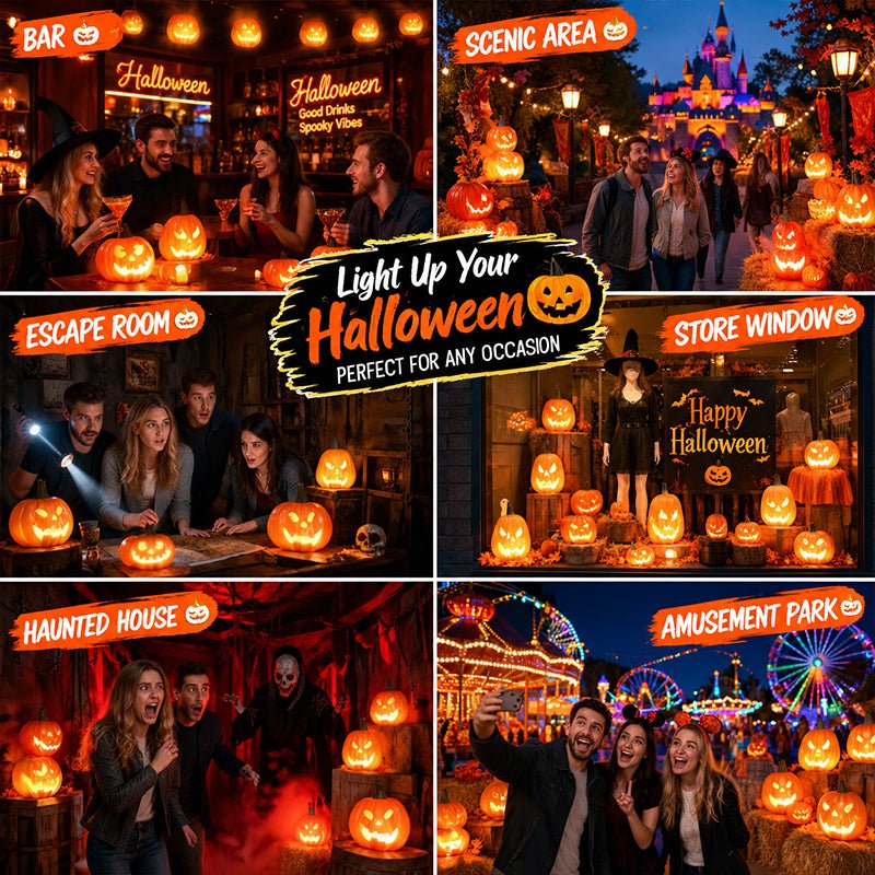 Halloween Pumpkin Lantern Luminous Prop – 1PC Expression Pumpkin Ornament for Outdoor, Mall, Hotel Scene Decoration - LeeHT