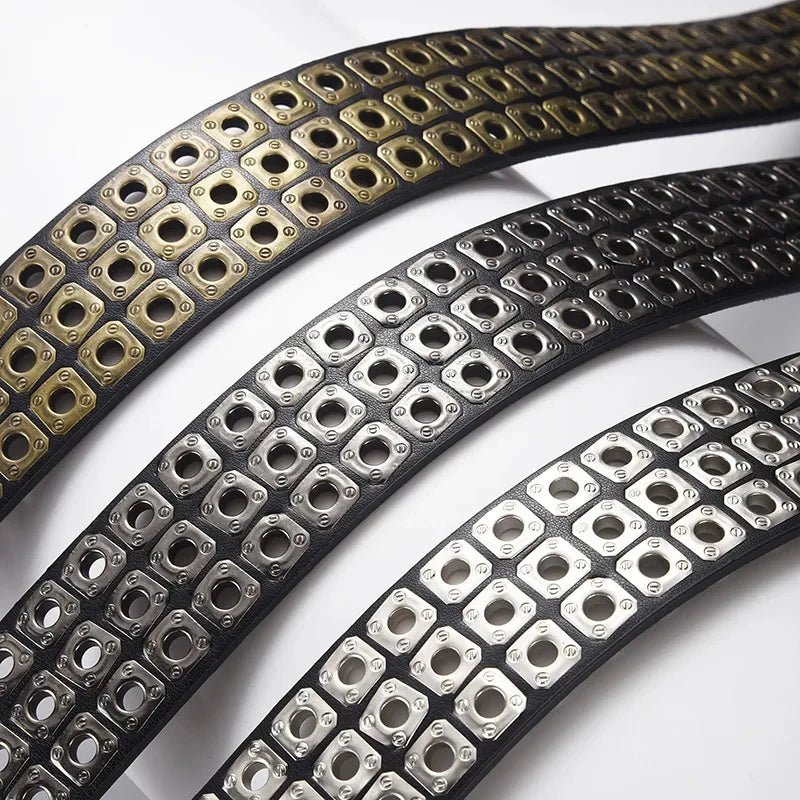 High Quality Hollow Rivet Designer Belt For Men And Women Gothic Accessories personality Punk Style Ideal choice for Gift Jeans - LeeHT