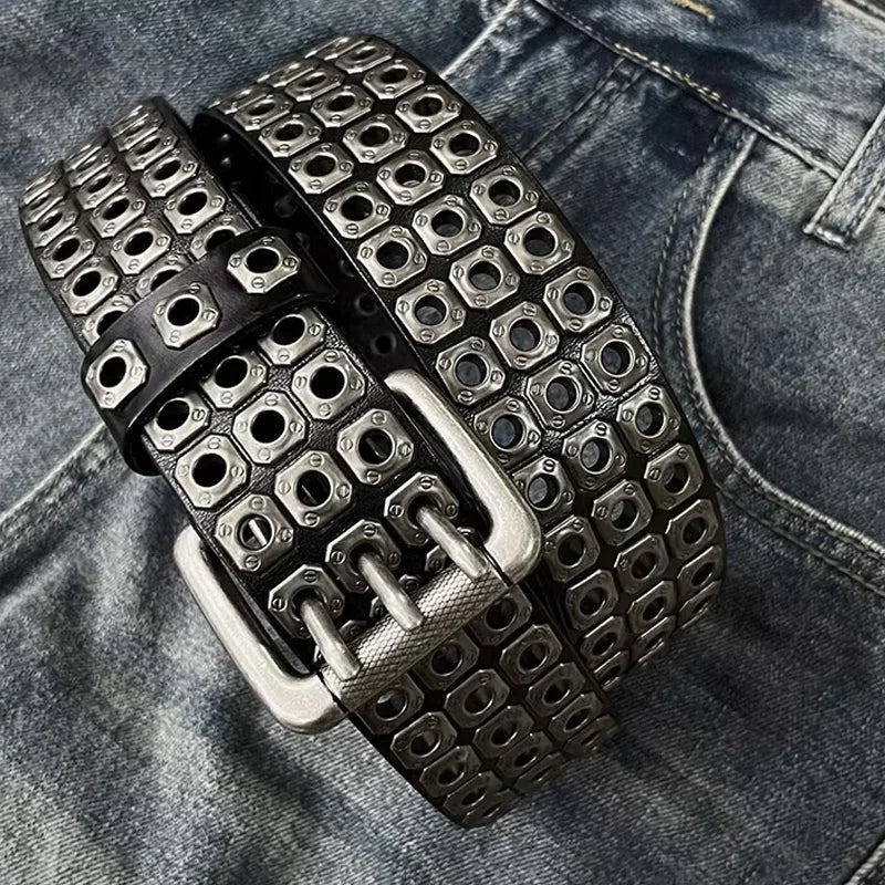 High Quality Hollow Rivet Designer Belt For Men And Women Gothic Accessories personality Punk Style Ideal choice for Gift Jeans - LeeHT
