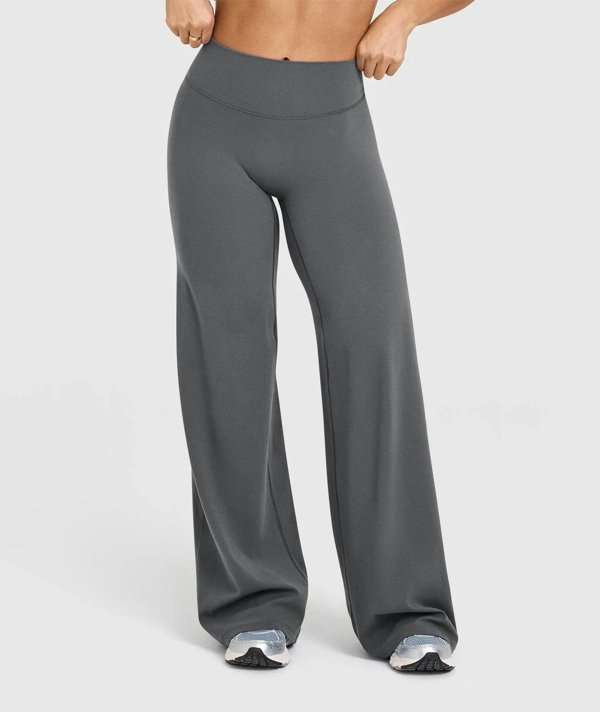 High Waisted Wide Leg Yoga Pants Women Butt Lift Coffee Brown Workout Trousers Flare Leggings Tummy Control Gym Fitness Wear - LeeHT