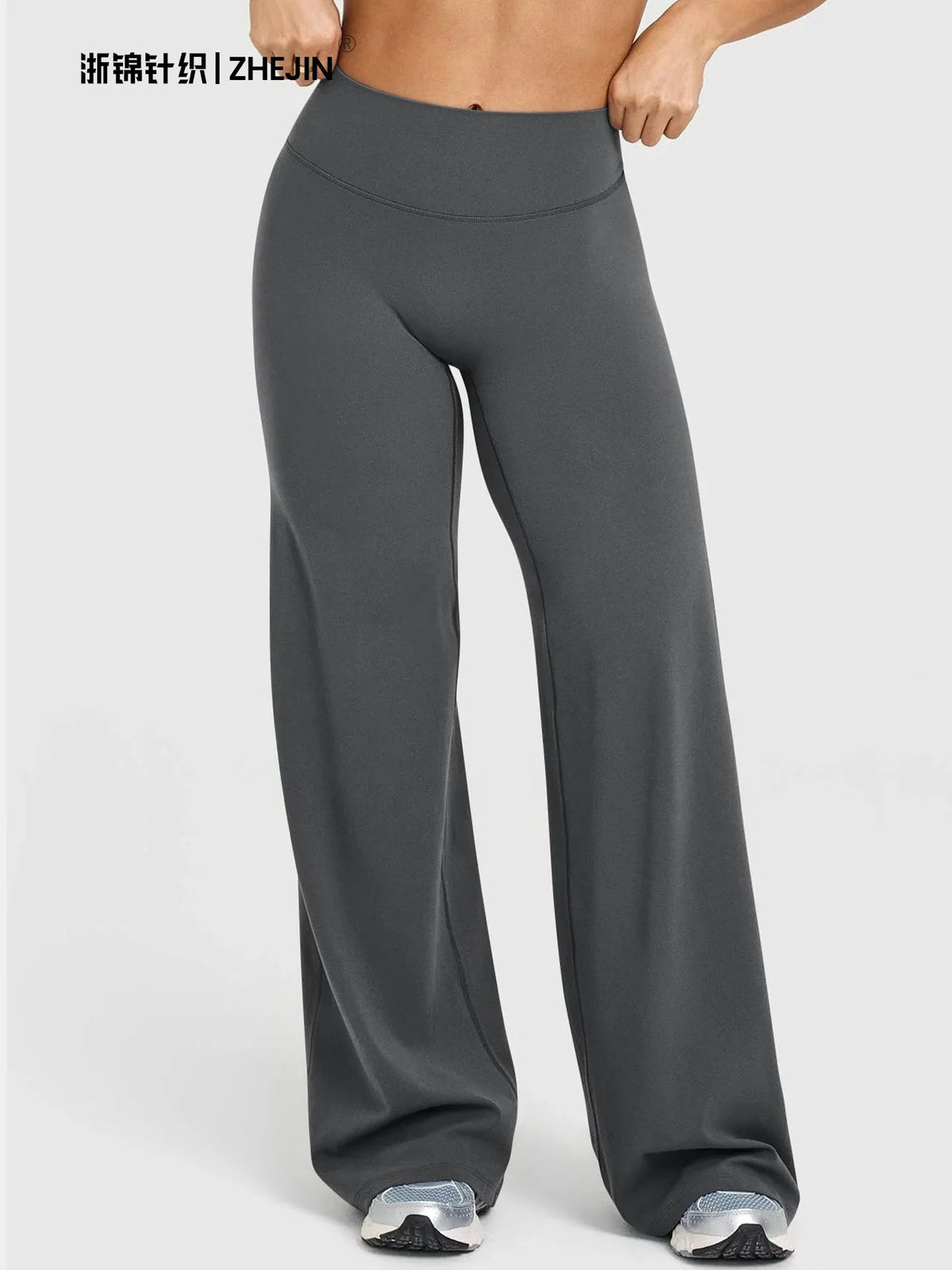 High Waisted Wide Leg Yoga Pants Women Butt Lift Coffee Brown Workout Trousers Flare Leggings Tummy Control Gym Fitness Wear - LeeHT
