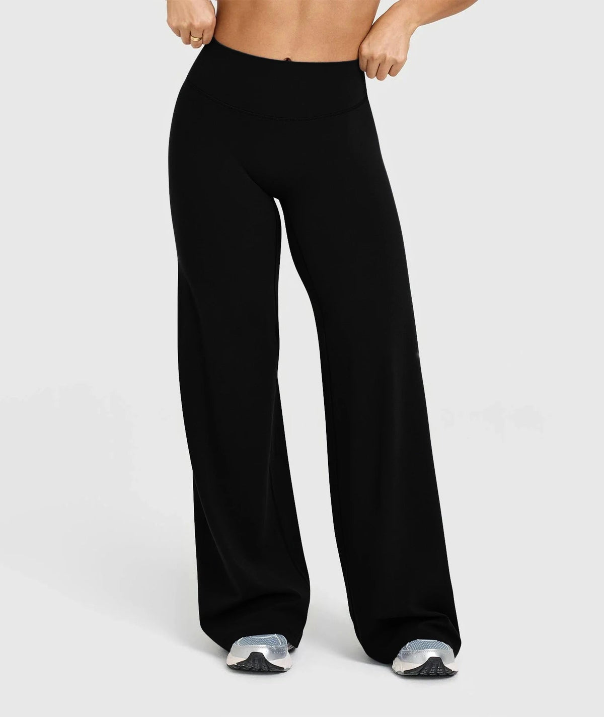 High Waisted Wide Leg Yoga Pants Women Butt Lift Coffee Brown Workout Trousers Flare Leggings Tummy Control Gym Fitness Wear - LeeHT