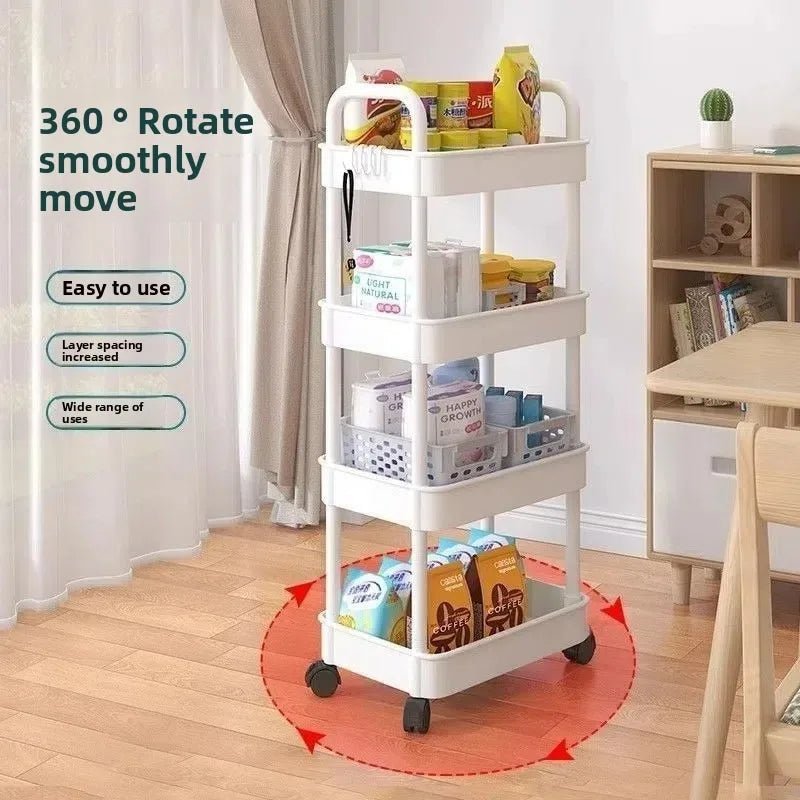 Hot 5-tier Kitchen Storage Shelf, Mobile Trolley, Floor-standing Multi-layer Storage Rack, for Snacks, Fruits and Vegetables - LeeHT