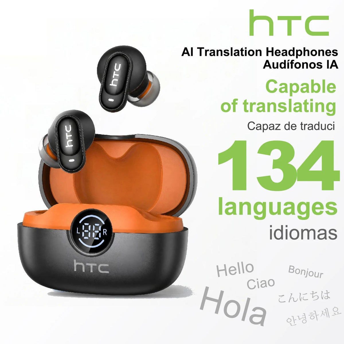 HTC NE79 TWS Wireless Bluetooth Earphones: AI Translator Earbuds Noise Cancellation Long Battery Life Premium Audio Headphones - LeeHT