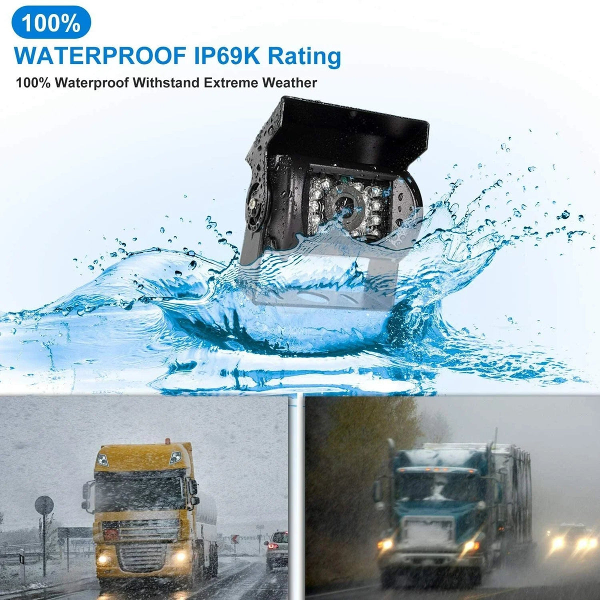 IPoster 7" Car Monitor 4PIN 2x Rear View Backup Cameras Night Vision Waterproof 12-24v Heavy Duty for Truck Caravan Rvs - LeeHT