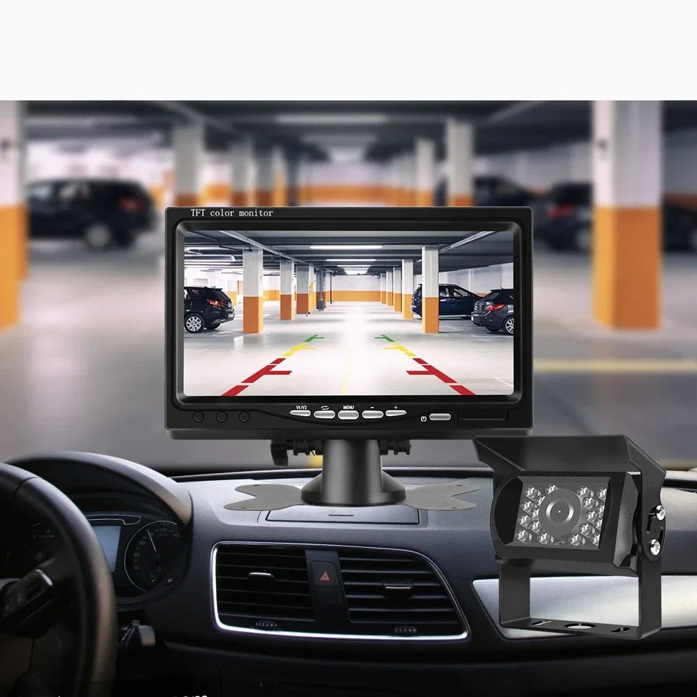 IPoster 7" Car Monitor 4PIN 2x Rear View Backup Cameras Night Vision Waterproof 12-24v Heavy Duty for Truck Caravan Rvs - LeeHT