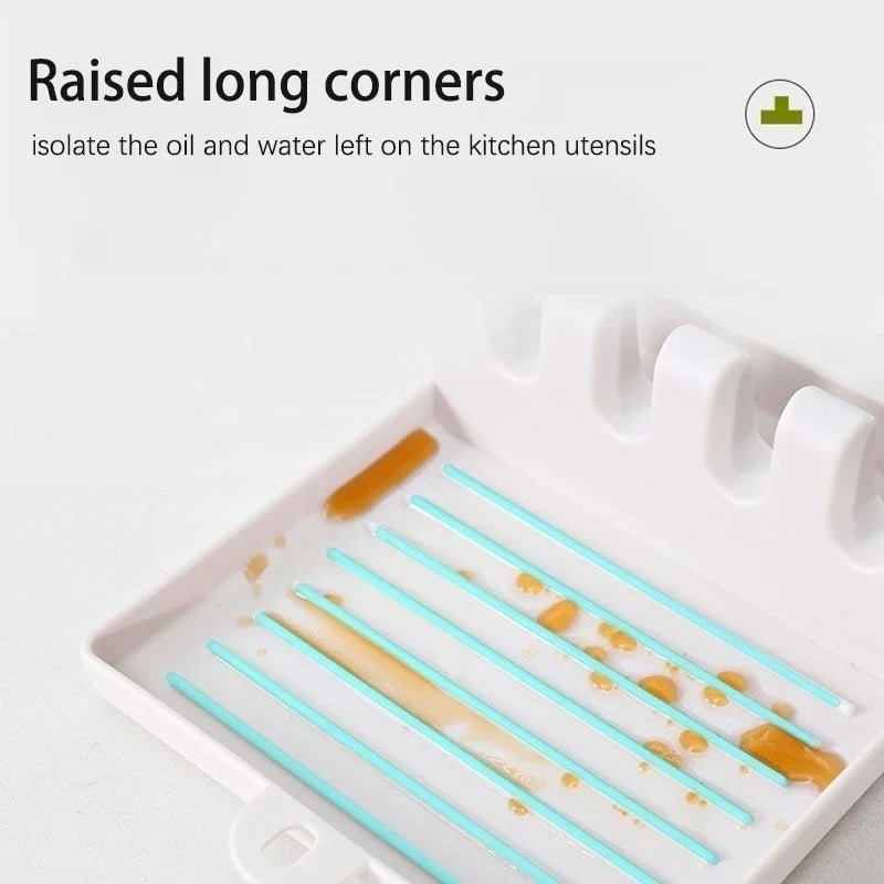 Kitchen Spoon Holders Fork Spatula Rack Shelf Organizer Plastic Chopsticks Holder Non-slip Spoons Pad - LeeHT