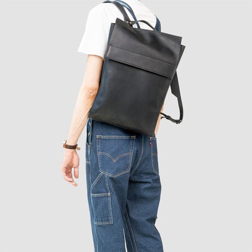 Leather Backpack - Metropolian (Black) - LeeHT
