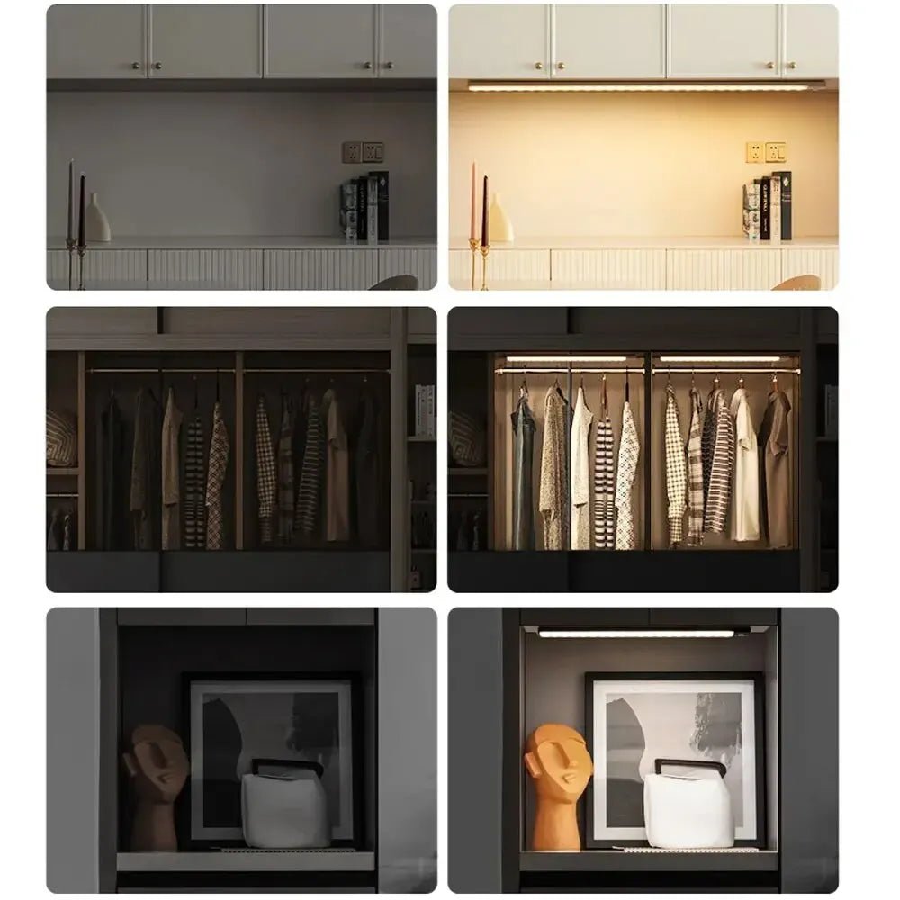 LED Cabinet Light USB Type-C Rechargeable Motion Sensor Led Lamp for Kitchen Wardrobe Cabinet Lighting 20cm/30cm/40cm/50cm/60cm - LeeHT