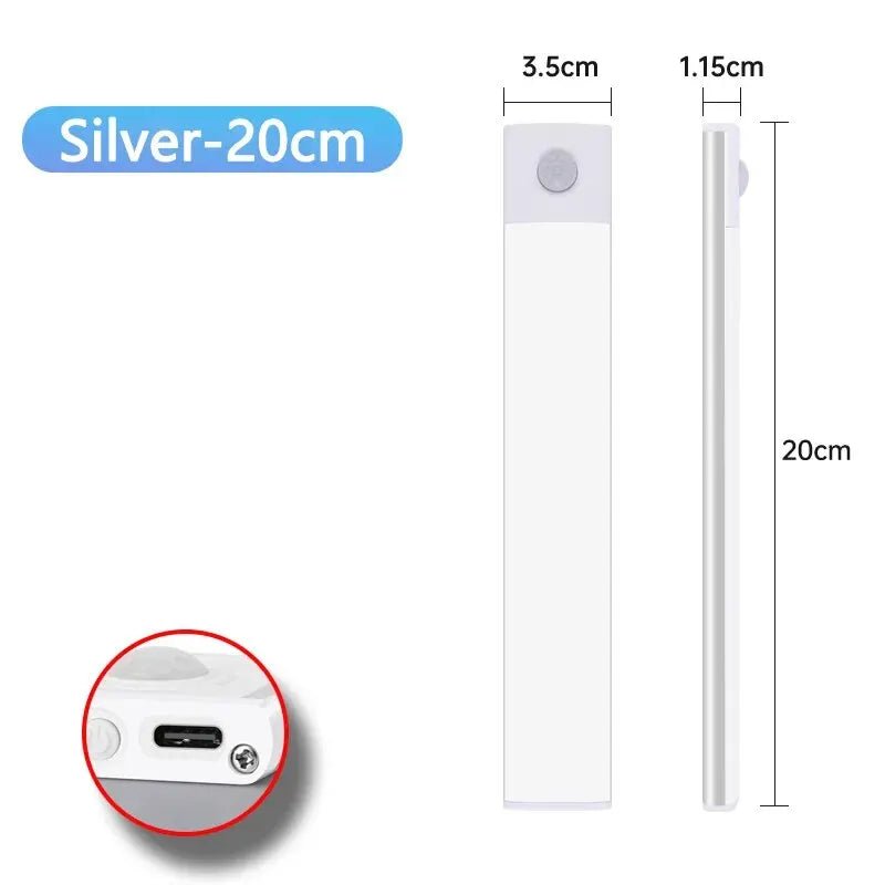 LED Cabinet Light USB Type-C Rechargeable Motion Sensor Led Lamp for Kitchen Wardrobe Cabinet Lighting 20cm/30cm/40cm/50cm/60cm - LeeHT