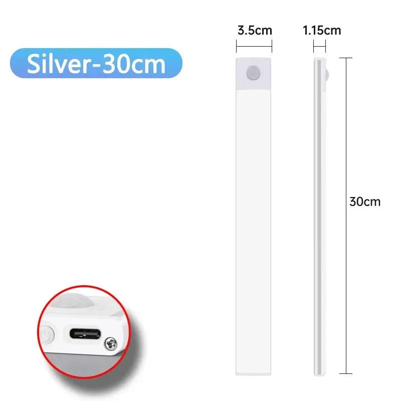 LED Cabinet Light USB Type-C Rechargeable Motion Sensor Led Lamp for Kitchen Wardrobe Cabinet Lighting 20cm/30cm/40cm/50cm/60cm - LeeHT
