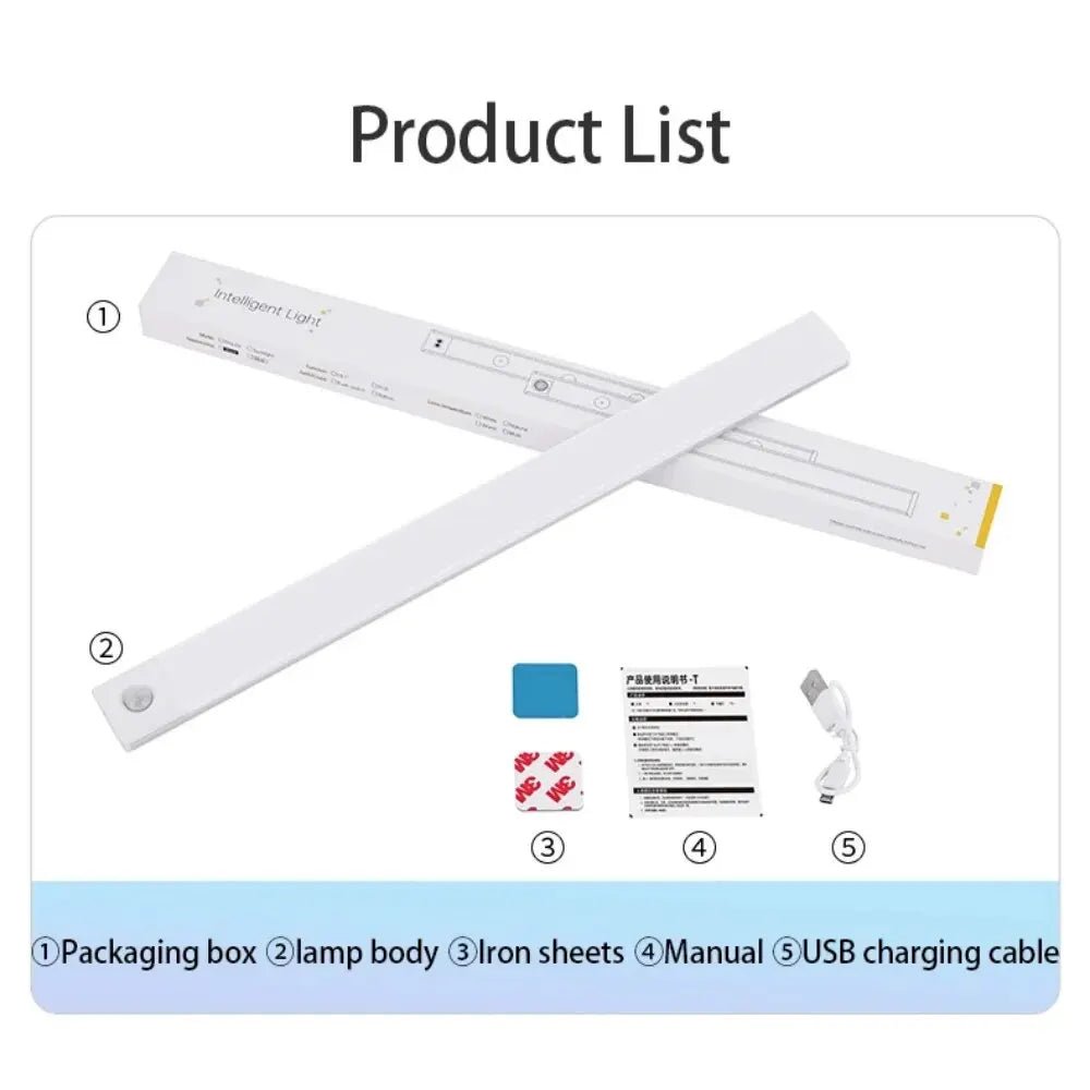 LED Cabinet Light USB Type-C Rechargeable Motion Sensor Led Lamp for Kitchen Wardrobe Cabinet Lighting 20cm/30cm/40cm/50cm/60cm - LeeHT