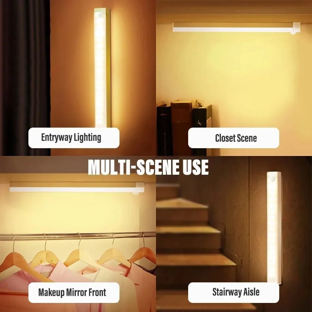 LED Motion Sensor Light Wireless LED Night Light Type C Rechargeable Light Cabinet Wardrobe Lamp Staircase Backlight For Kitchen - LeeHT