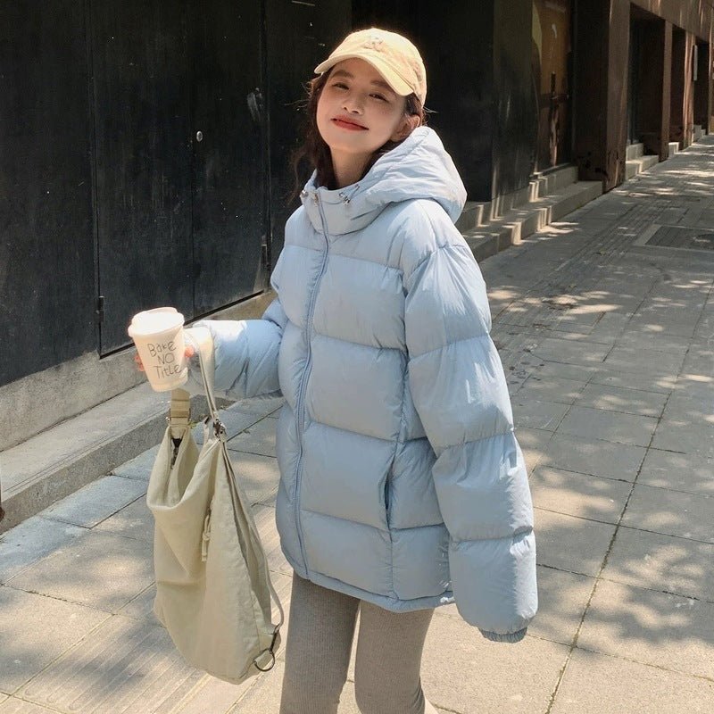 Long Sleeve Hooded Loose Cropped Puffer Jacket for Women - LeeHT