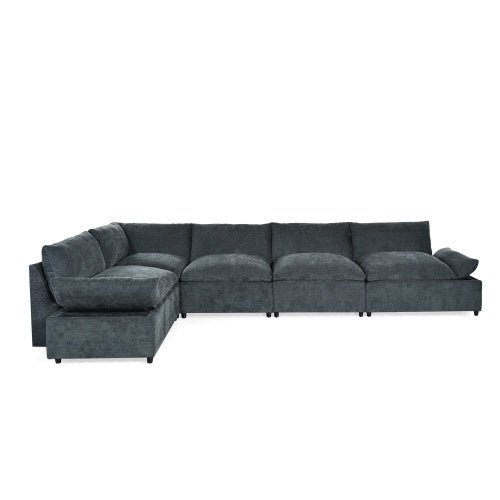 LuneluX_Home – Canapé sectionnel modulable 293 cm | Gris foncé | Rangement intégré - LeeHT