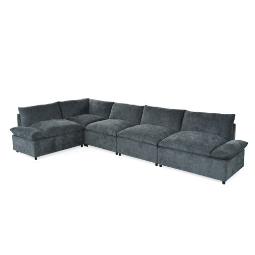 LuneluX_Home – Canapé sectionnel modulable 293 cm | Gris foncé | Rangement intégré - LeeHT