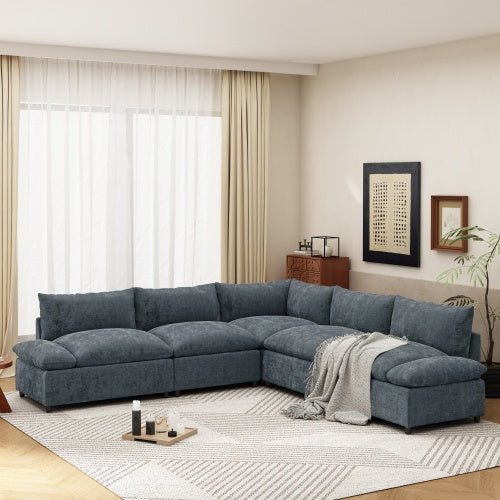 LuneluX_Home – Canapé sectionnel modulable 293 cm | Gris foncé | Rangement intégré - LeeHT