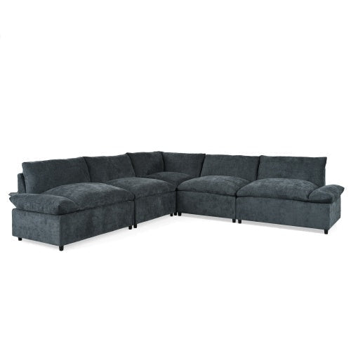 LuneluX_Home – Canapé sectionnel modulable 293 cm | Gris foncé | Rangement intégré - LeeHT